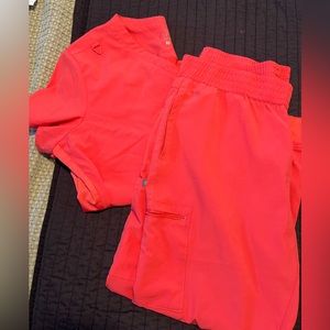 med couture set -coral scrubs
